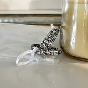 Silver multi-colored hoop earrings